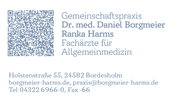Visitenkarte der Praxis Borgmeier & Harms